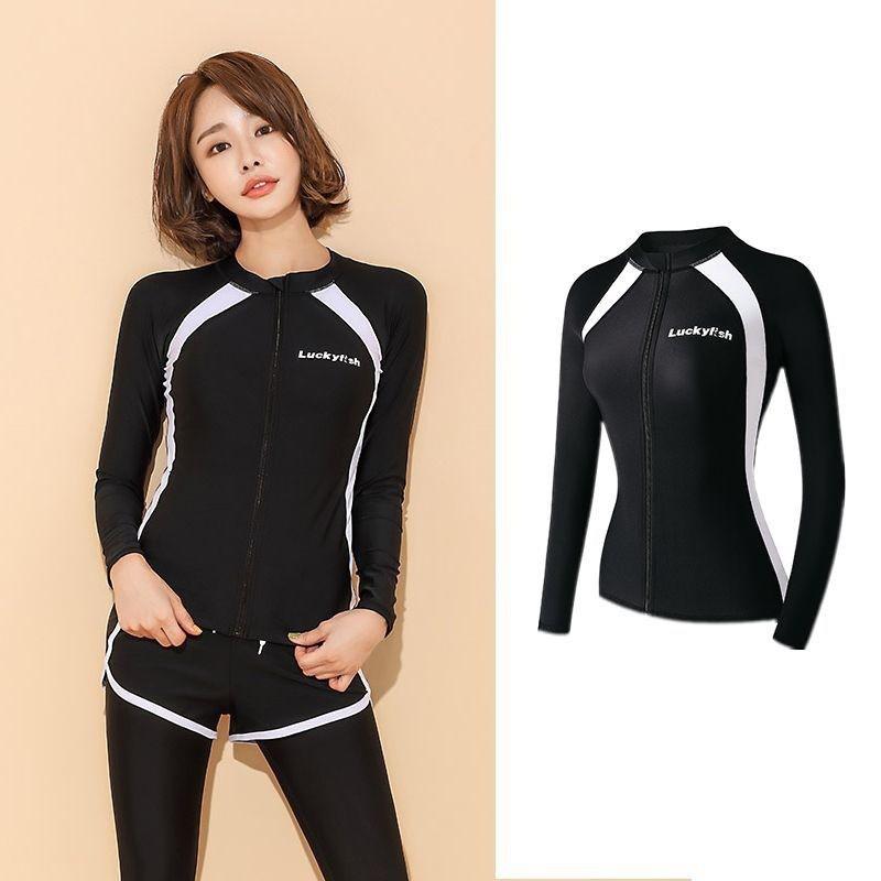 Womens 2-Piece UV Protection Wetsuit Set Snorkeling Surfing Swimming Long Sleeve Quick Dry Rash Guard