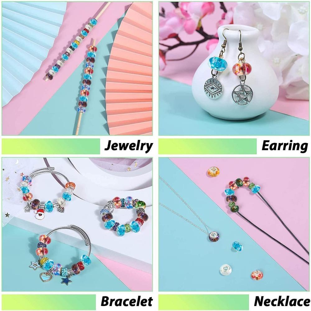 10/25/50pcs Resin European Beads Large Hole European Charm Beads with Silvery Coresfor DIY European Bracelets Jewellery Making Crafts