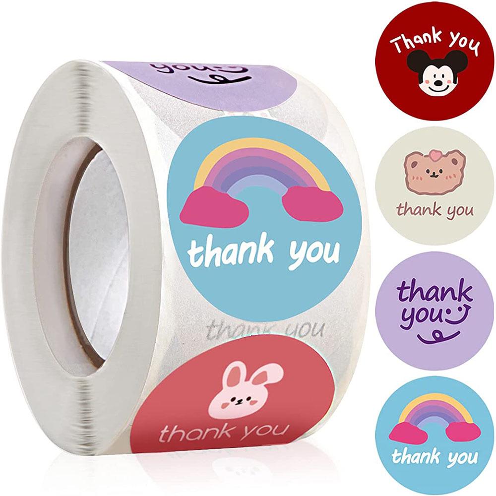 500 Kraft Paper Self-Adhesive Thank You Stickers for Baking Gifts Sealing Labels