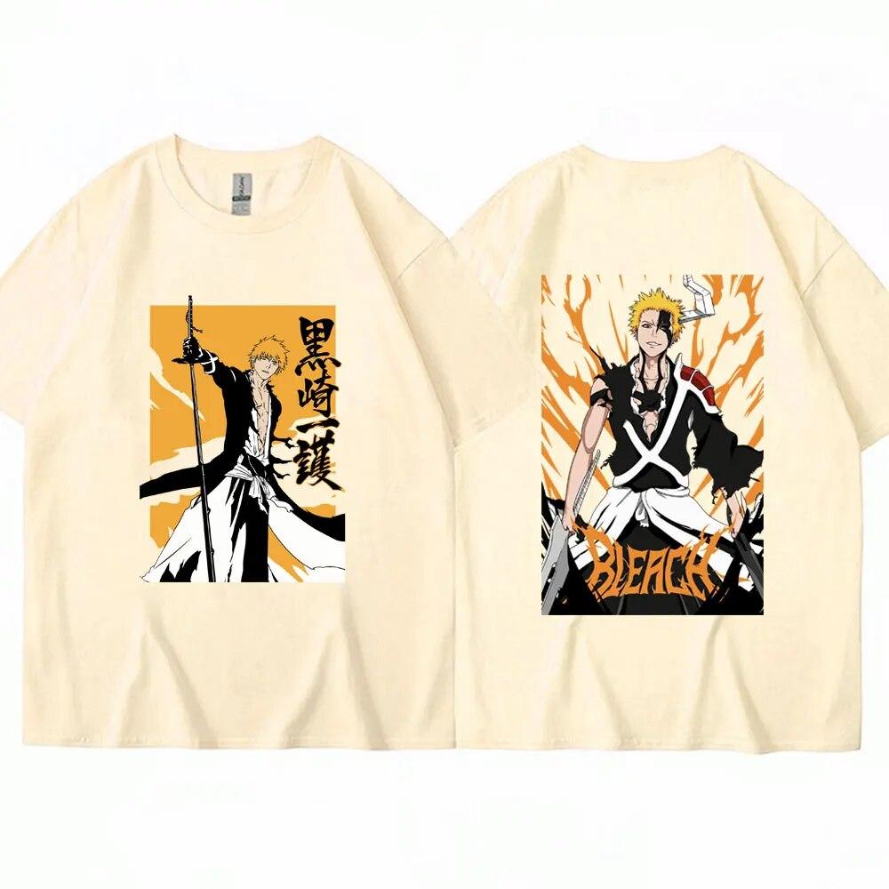 Japan Anime Bleach Kurosaki Ichigo T Shirt Unisex Women Fashion Oversized T-shirt Harajuku Short Sleeve Hip Hop T-shirts Streetwear