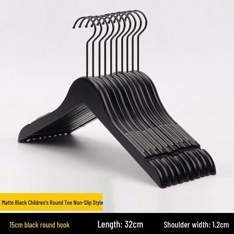 Women's Clothing & Children's Store Non-slip Solid Wood Hangers - Pure Black Trouser & Clothes Hangers