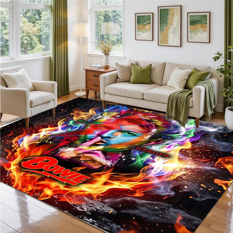 David Bowie Design Kristall-Samt Teppich Weiche Dekorative Matte für Schlafzimmer Eingang