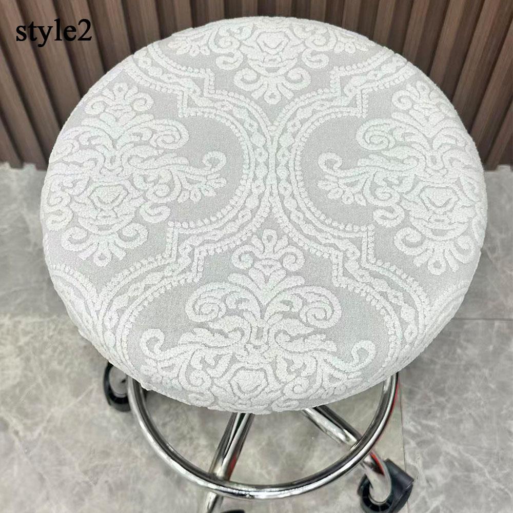 Jacquard Circular Stool Cover Bar Stool Dust Cover Rotating Chair Protection Case Soft Comfortablehigh Elasticity Seat Slipcover