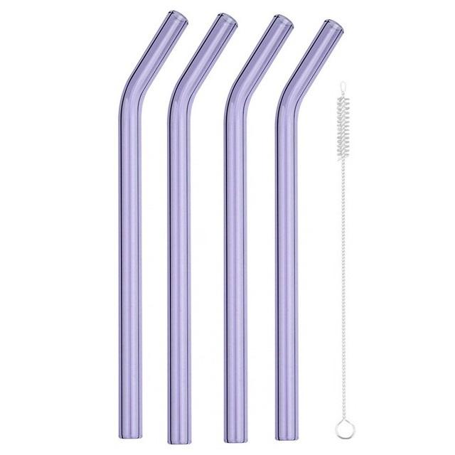 4Pcs Glass Straws Reusable Drinking Glass Tube Eco-friendly With Cleaning Brush Events Party Favors Supply