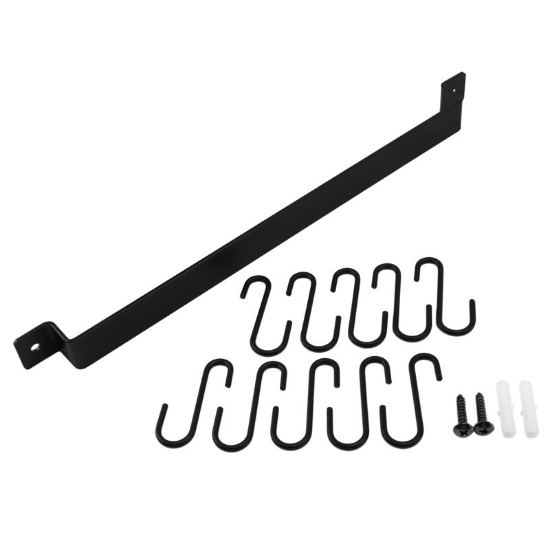 Suporte de parede para panelas ABWR - 2 peças, trilho industrial de 435 mm para pendurar utensílios de cozinha, organizador, suporte para tampas, com 20 ganchos em S.