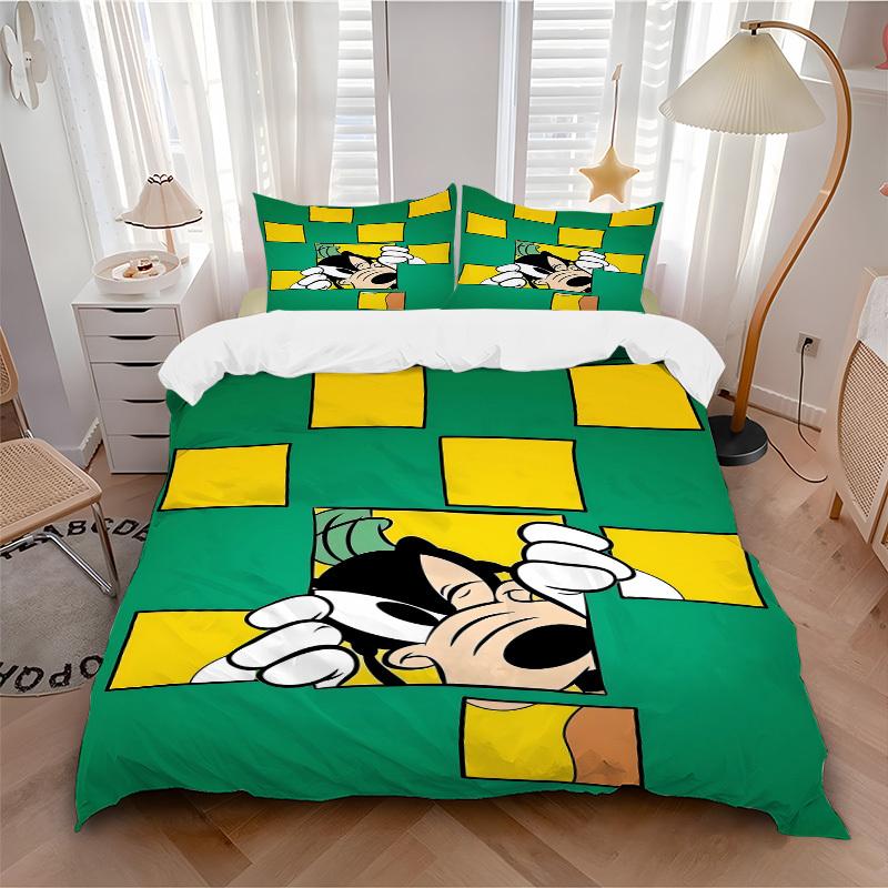 

3pcs set Gofy1pc of quilt cover+2pcs of pillowcase, no core, print bedding, All Seasons Bedroom Setting119 135x200cm