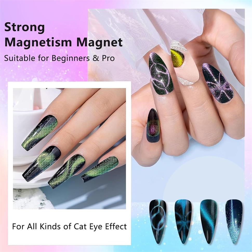 Starker Katzenaugen-Magnet für Nägel Gel-Nagellack 3 in 1 Cateye Magnetisches Werkzeug für Nailart