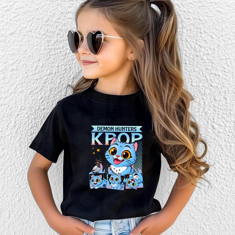 Kpop Korean Wave Witch Hunting Team Tiger Printed Children's T-shirt