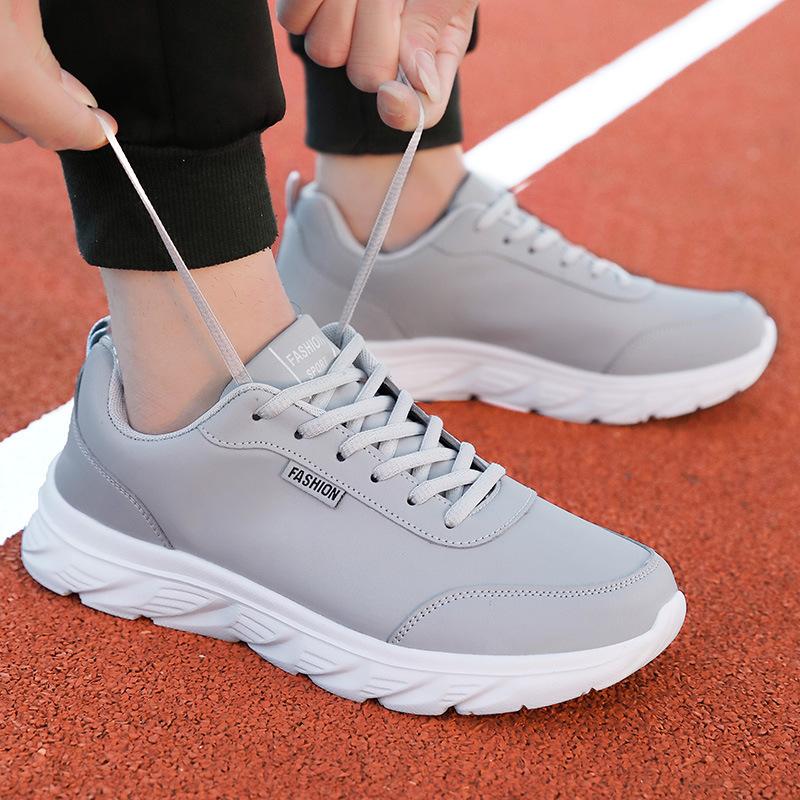 Leather Men's Shoes Sports Shoes Spring and Autumn Waterproof and Non-slip Lightweight Running Shoes Outdoor Casual Travel Shoes Single Shoes