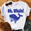 Wen Whale Printed Short Sleeved Tshirt White Watercolor Painting Faith Casual Versatile Neutral Top Home Casual Clothing