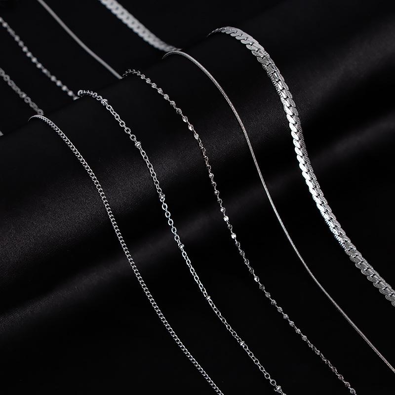 Titanium Steel Necklace Women'S O-Chain Lip Chain Plated Real Gold 18K Non-Fading Collarbone Chain Neck Chain Plain Chain