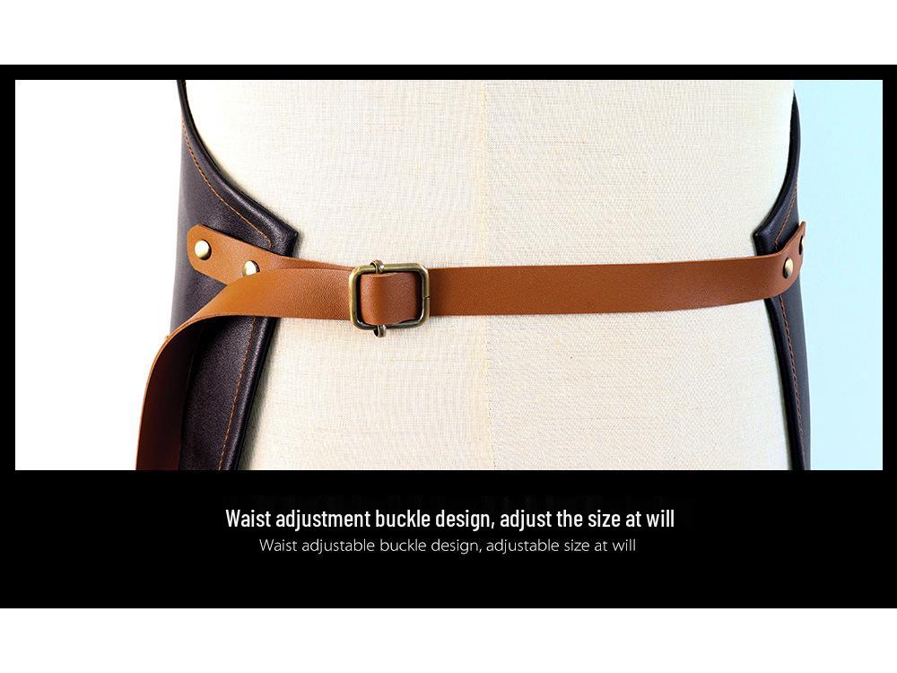 Retro-Style PU Leather Multi-Function Smock for BBQ, Gardening & Auto Repair