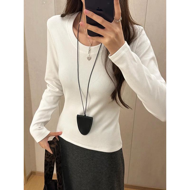 

Korean Slim-Fit U-Neck Long-Sleeve Women s Base Layer T-shirt for Spring/Autumn M