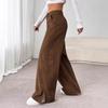 Spring and Autumn Women's Clothing, Retro Style, Straight Leg Wide Leg Pants, High Waisted Pants, Corduroy Pants, Versatile Casual Pants