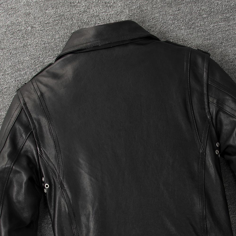 Motorcycle Style Jackets Natural Tanned Sheepskin Soft Genuine Leather Jacket Men Black Moto Biker Skin Coat Spring Autumn