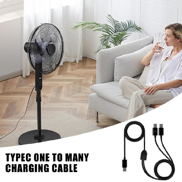 Portable Type C Adapter Cord Male to 2xMale or 3xMale Splitter Cable Wire for Various Charging and Data Sync Black