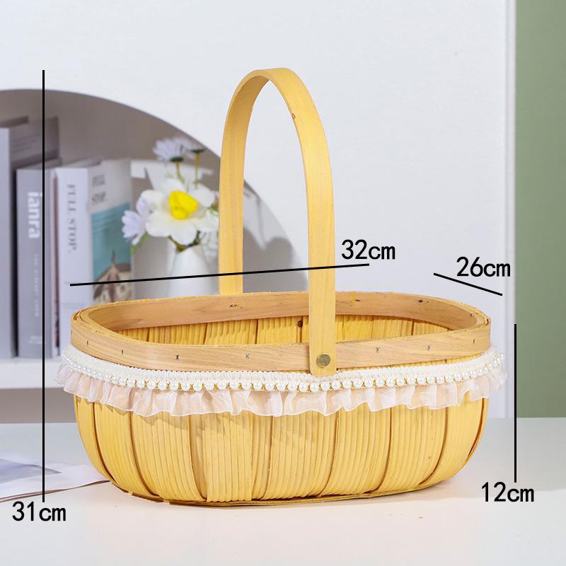 Imitation Rattan Handheld Flower & Snack Basket - Creative Gift & Storage Solution