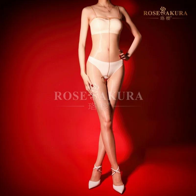 Sexy Aurora Shinny Suspender Body Stockings Tights Temptation Lingerie One-Piece Crotchless Sex Sm Game Toys For Couple Ootd