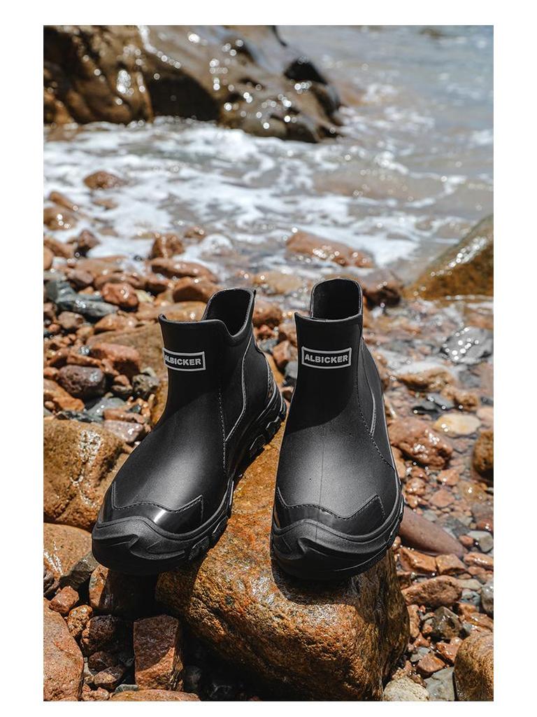 Men's Waterproof Non-Slip Rubber Rain Boots - Short, Wear-Resistant for Outdoor and Casual Use