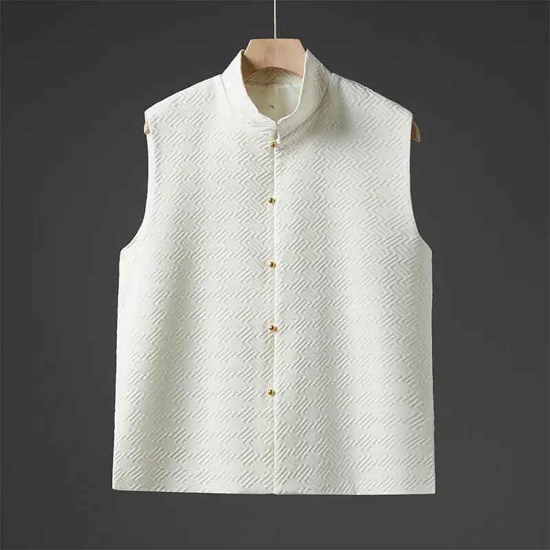 Autumn Men Chinese Style Vintage Vests Men Sleeveless Tang Suit Hanfu Male Harajuku Open Stitch Waistcoats Man Ancient Cardigan