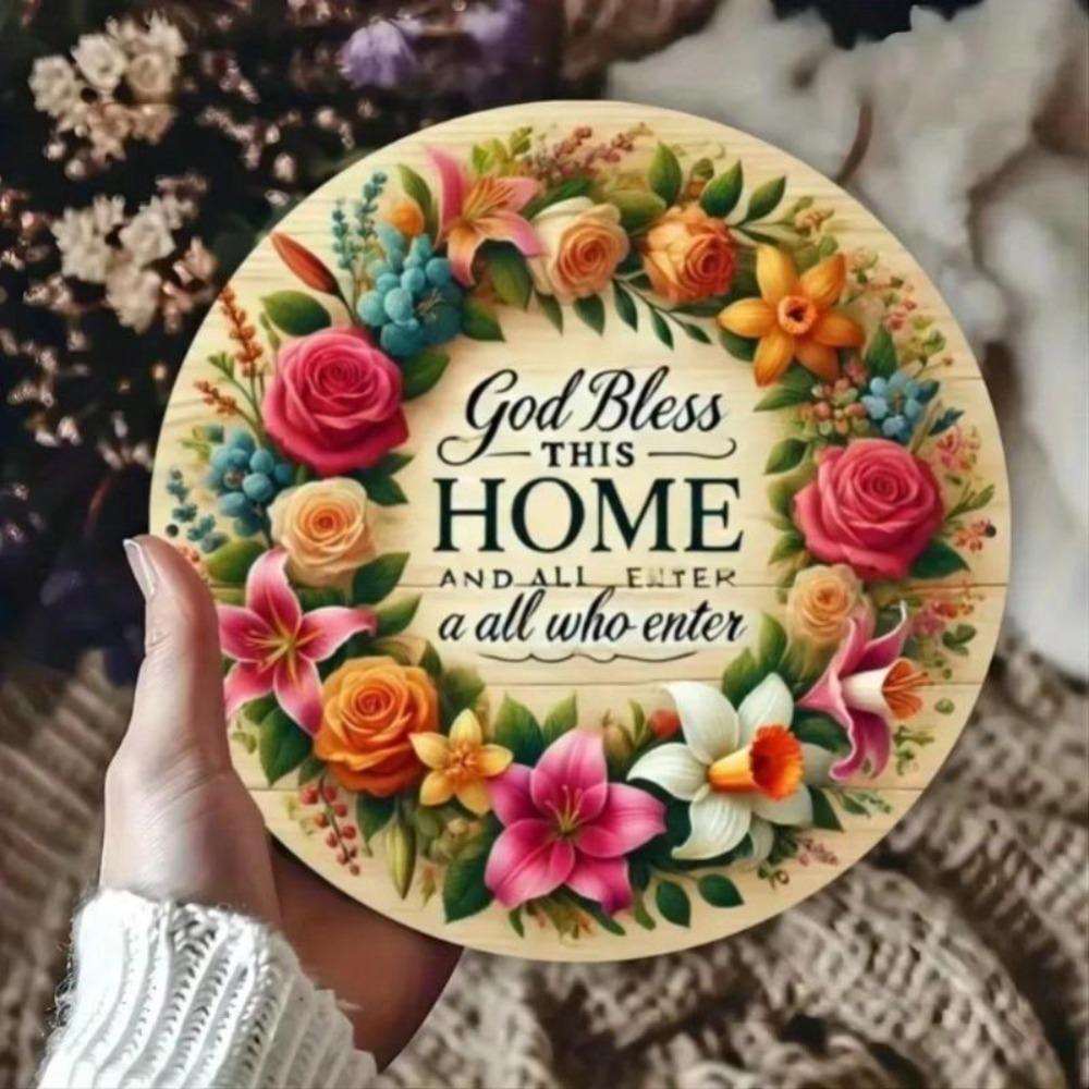Vintage Bless This Home Round Metal Wall Art Decor for Club Room