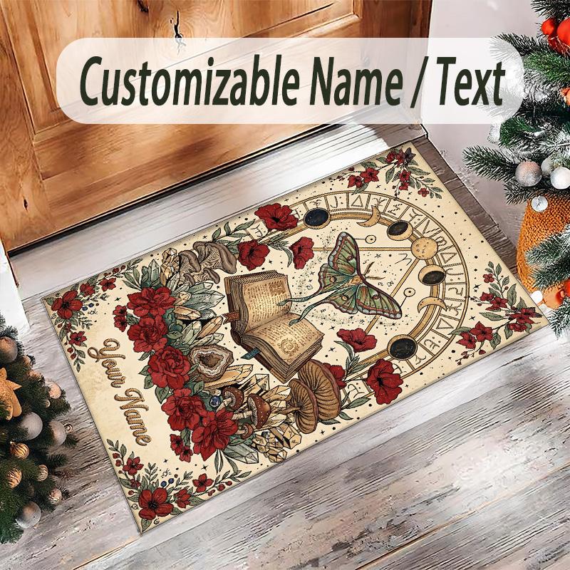 Landscape Theme Crystal Velvet Floor Rug Personalized Custom Name Text Warm Carpet Home Decoration
