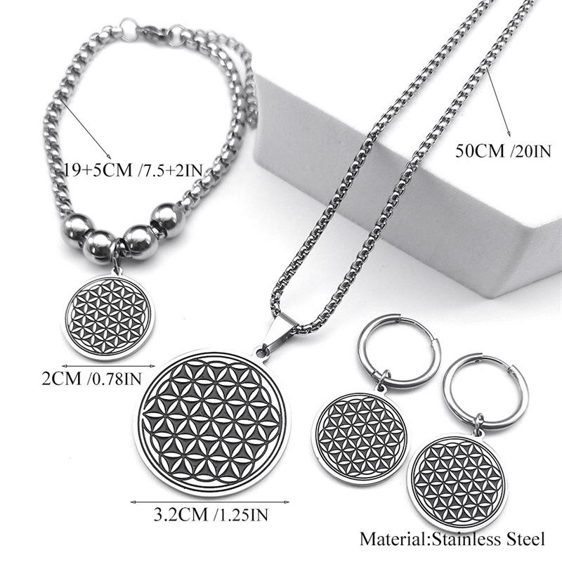 Vintage Lebensblume Halskette Heilige Geometrie Runder Anhänger Herren und Damen Gleicher Trendiger Modeanzug