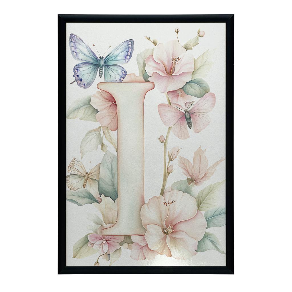 Poster "I" With Hibiscus Flowers Poster "I" With Hibiscus Flowers, 50X70 Cm, Without Frame, Premium Canvas On Stretcher