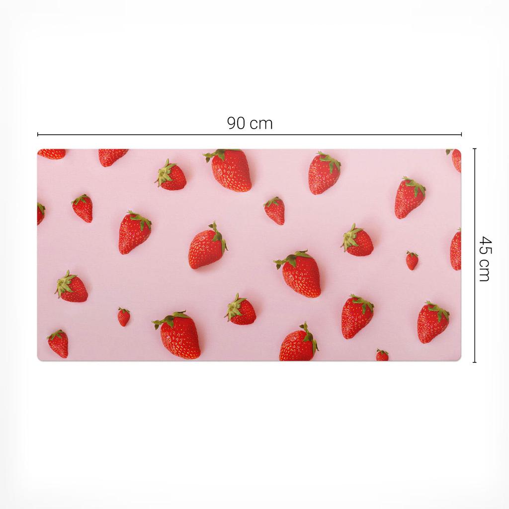 Durable Gaming Mat Strawberries On a Pastel Background 90x45 Cm
