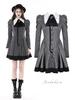 [Jundakara] Gothic Striped Dress for Women, Long Sleeves, Short Length, Cute and Dark Style, Detachable Ribbon, A-Line, Classical Fashion, Gothic Loli
