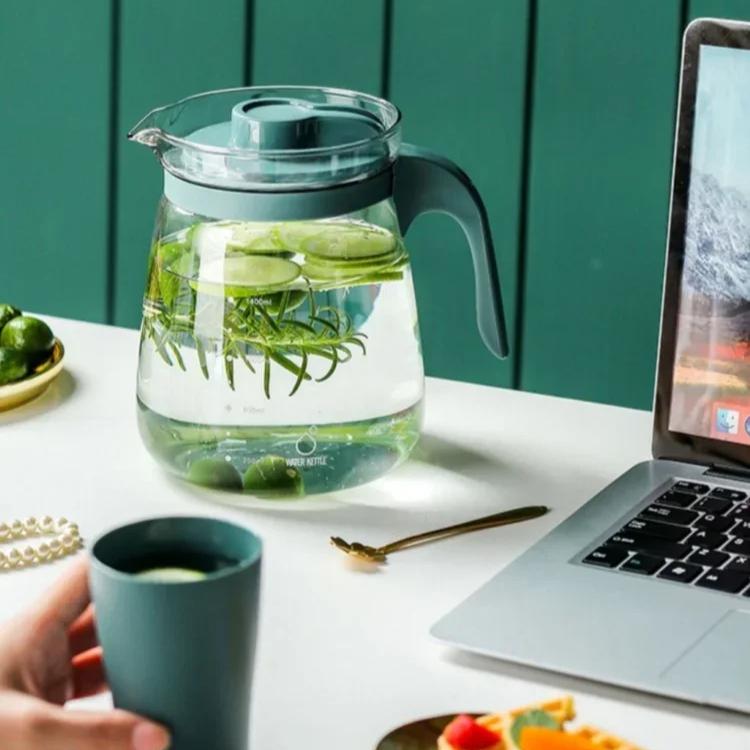 Large Capacity Glass Kettle High Temperature Resistance Water Bottle Household Transparent Teapot Coffee Jug Drinking Utensil