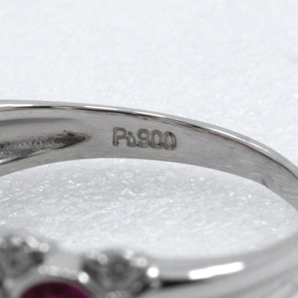 Ring Pt900Platinum/Ruby/diamond #4.9(US Size) 3.7g Women Used