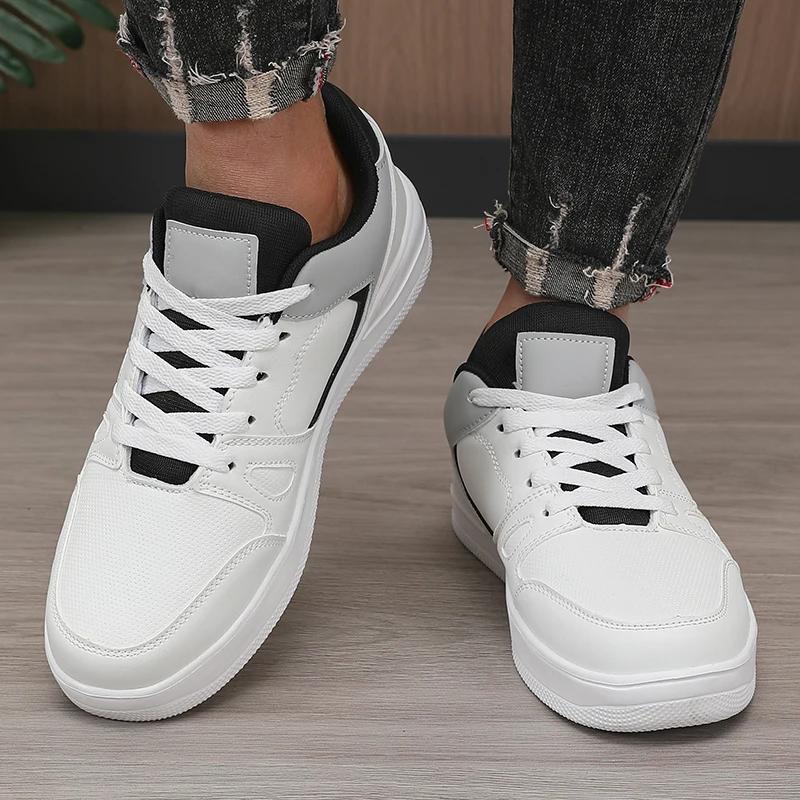 Men's Lace Up Board Shoes Minimalist Design Versatile Matching Comfortable Non Slip Breathable Outdoor WalkingLeisure Shoes