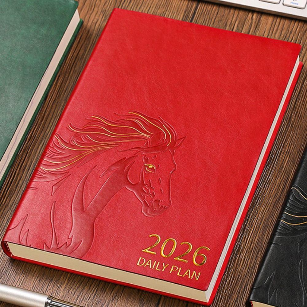 Wear-resistant 2026 Schedule Planner Notepad Pu Leather Office Work Planner  Stationery