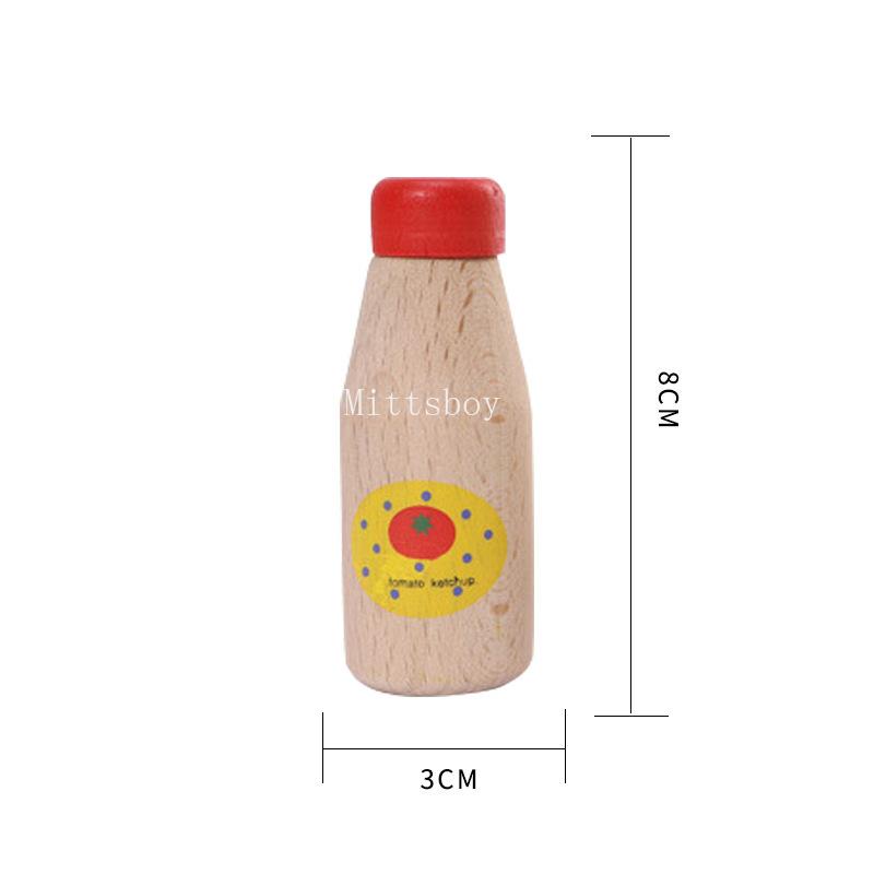 1Pcs Montessori Kitchen Toys Wooden Kitchen Play House Simulation Play House Condiment Bottles Educational Toy for Children Gift