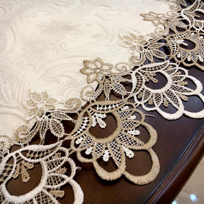 European Modern Fabric Lace Trim Hotel Restaurant Banquet Party Big Tablecloth Bedroom Balcony Small Round Table Cloth Tapete