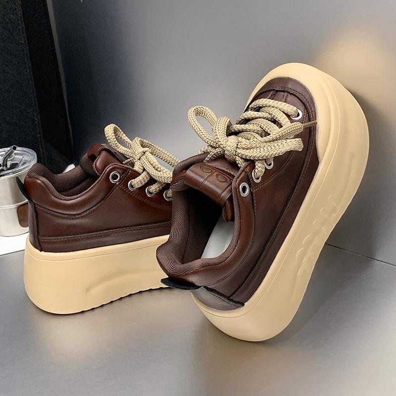 [Fanfna] European goods big head lace-up bread casual shoes board shoes platform muffin small sports shoes women's shoes