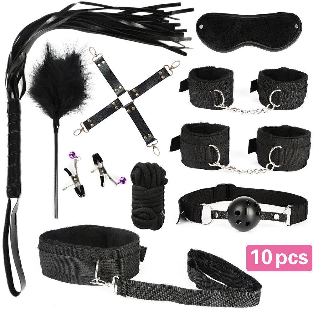 13pcs/set SM Bondage Restraint G Spot Vibrators Adult Game Props  Women Sex Toy Noylon Handcuffs Clit Stimulator Adult Sex