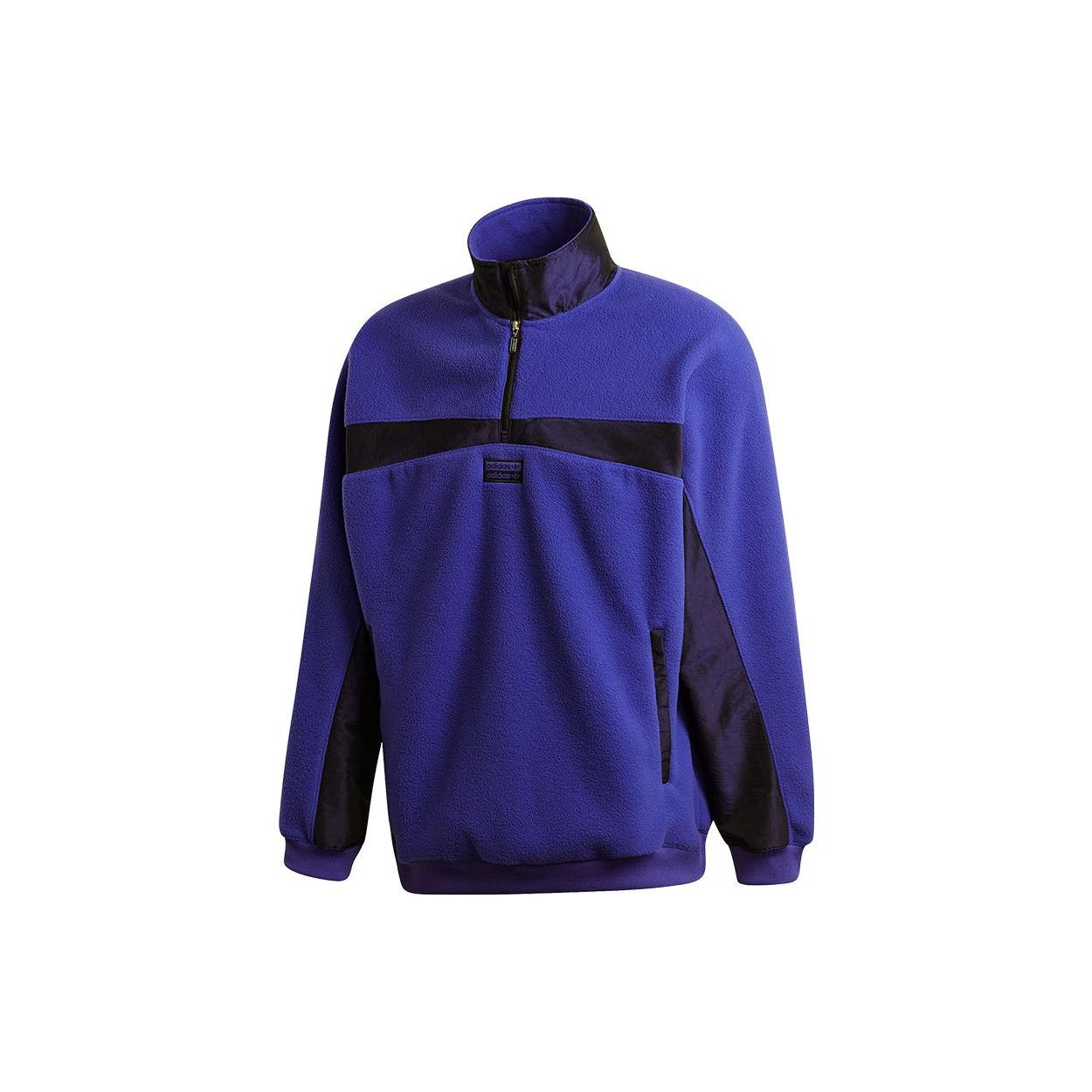 adidas Originals Men s Purple Half-Zip Fleece Stand Collar Pullover GD9324 L