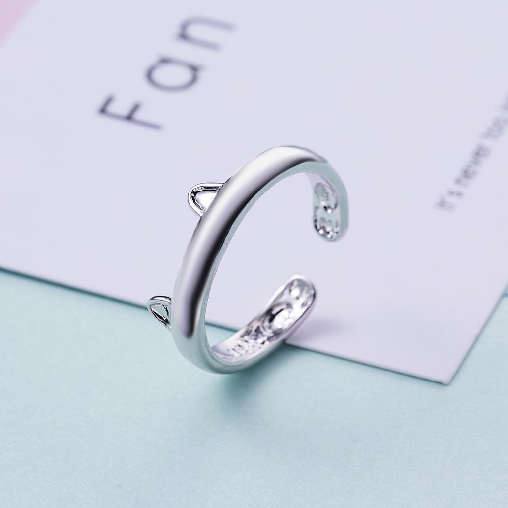 Fashion Women Finger Rings Pet Dog Paw Cat Ears Leaves Open Design Minimalist Ring Wedding Party Adjustable Ring Zircon Gift