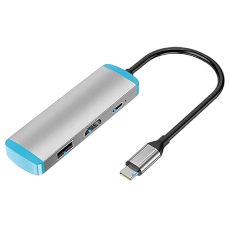 

USB C Converter 4K@60Hz Resolution Fast Charging Dock Small Designs Dock Easy to Carry Device for Consoles серебряный серый