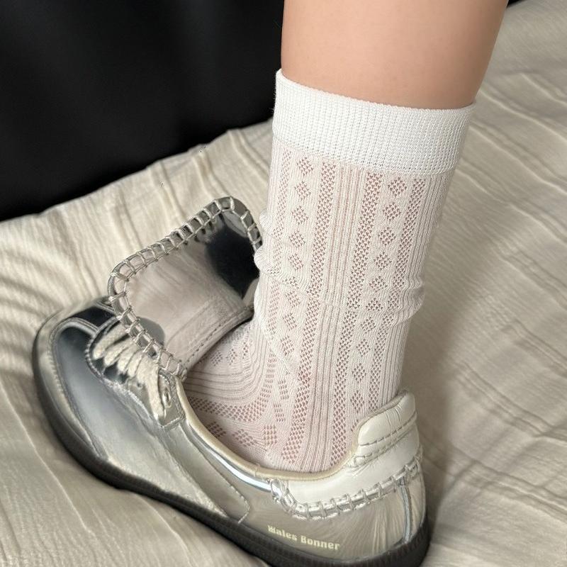 Ballet-style Mesh Stockings for Children, Summer Lightweight Mid-calf Socks, Cotton Socks, Boneless Stockings, Summer Pile-up Socks