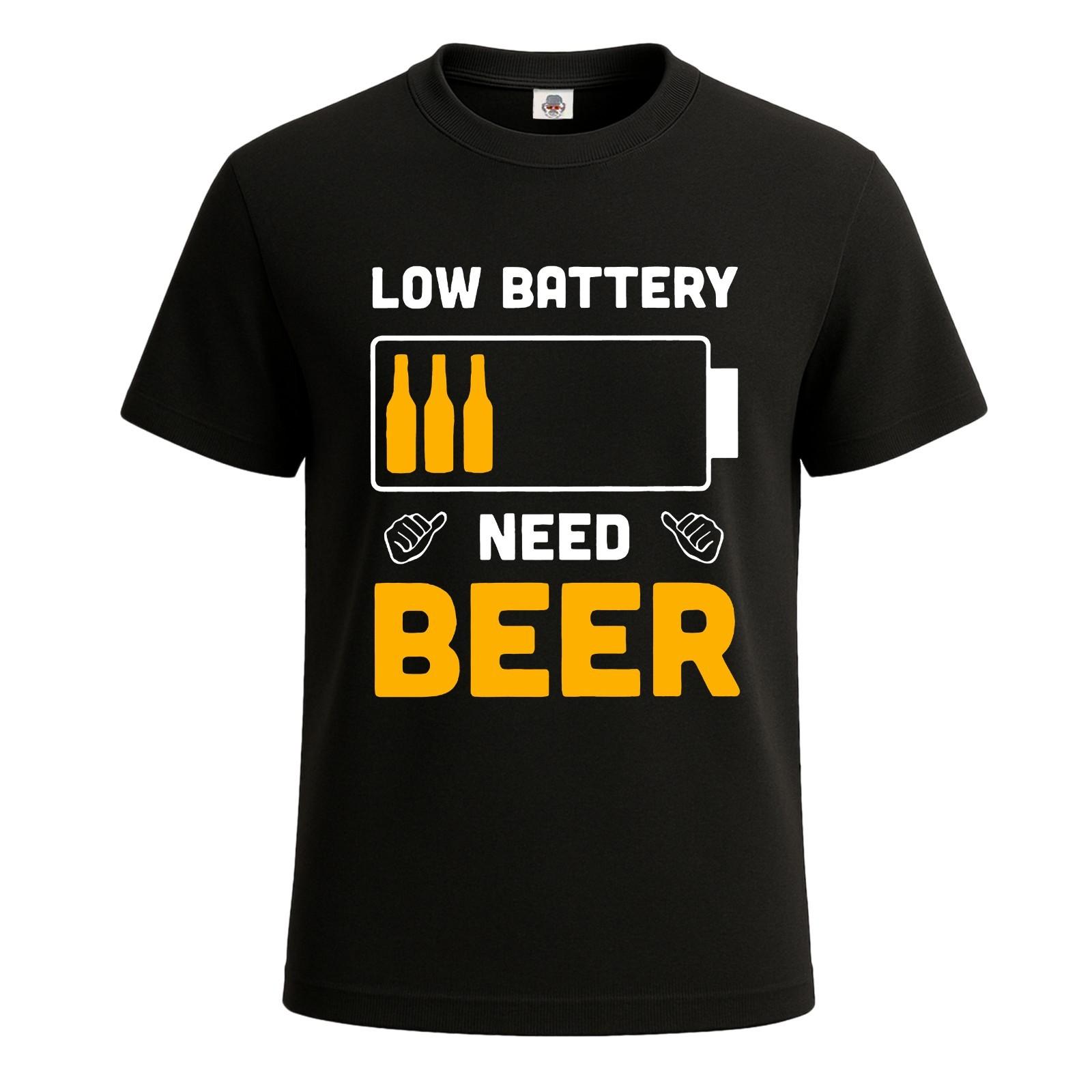 Low Battery Need Beer Design Funny Joke Novelty Party Men s T-Shirt Gift Tee Top S разноцветный