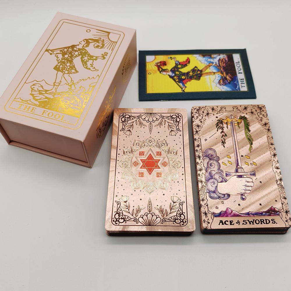 Fantastique 80 Cartes de Tarot Feuille d'Argent Qualité PVC Imperméable Avec Boîte à Rabat Comme Cadeau de Luxe