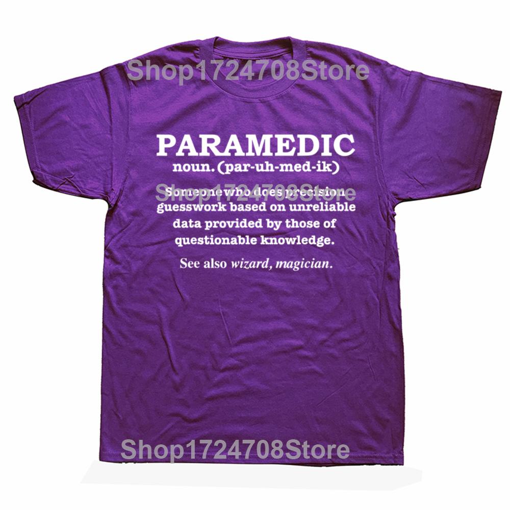 Paramedic Definition Funny EMT Ambulance Attendant T-shirts Men Fashion Casual Tshirt 100% Cotton Loose Oversized T Shirt