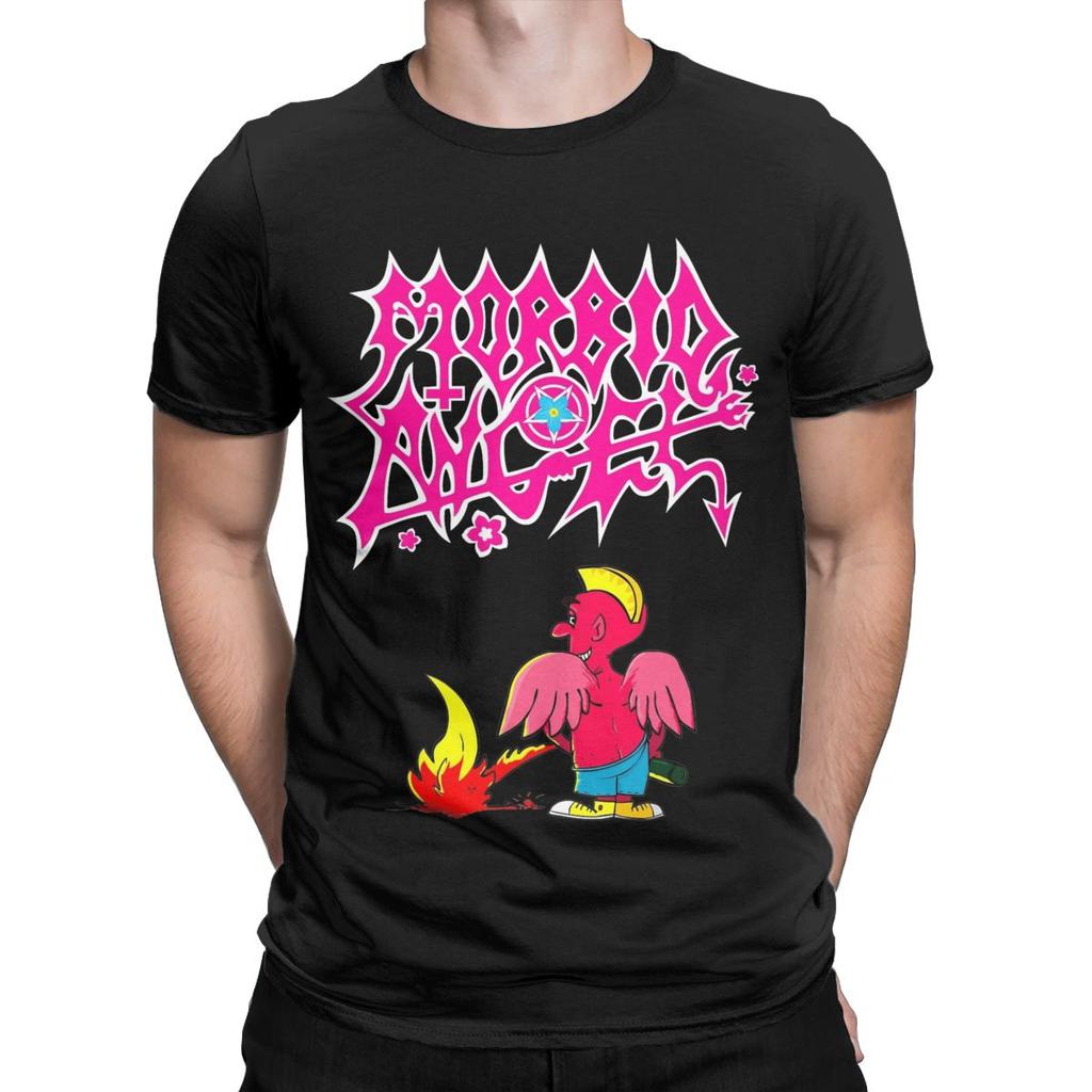 Morbid Angel Pink Devil T Shirt Men 100% Cotton Fun T-Shirts Crewneck Band Tees Short Sleeve Clothing