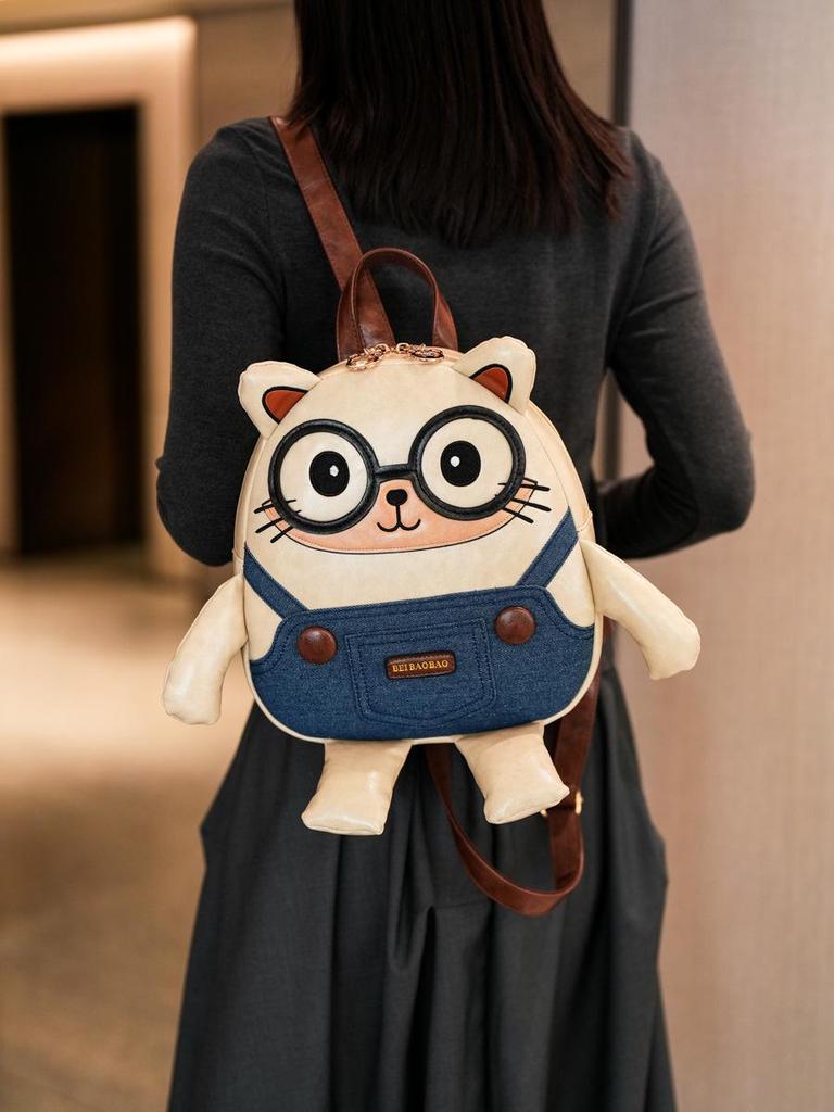 Bei BaoBao 2026 Korean Style Cute Cat Backpack for Women - Large Capacity for Daily Commute & Travel