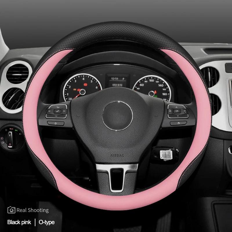 High Quality Leather Car Steering Wheel Cover Wrap Holder for Volvo XC60 S90 S60 XC40 S60l Braid on Steering-Wheel Protector