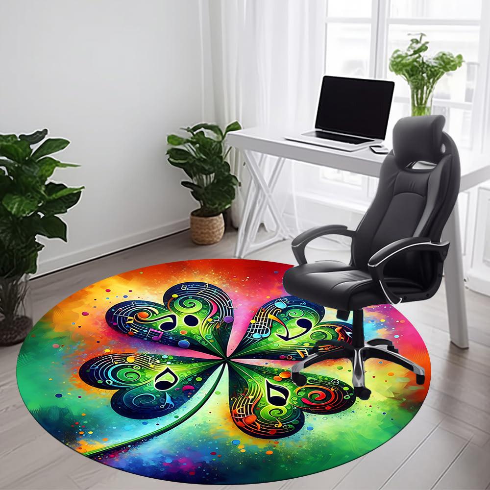 1pc Music Notes Office Round Area Rug, Indoor Mat Suitable ForOffice, Under Office Chairs Bedroom Living Room Home Decor T221