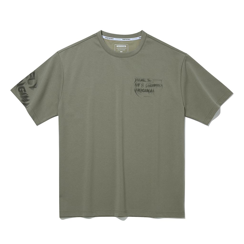 INTERCREW Halftone Blur Print Short Sleeve T-Shirt Olive Ita2Tm10Aol
